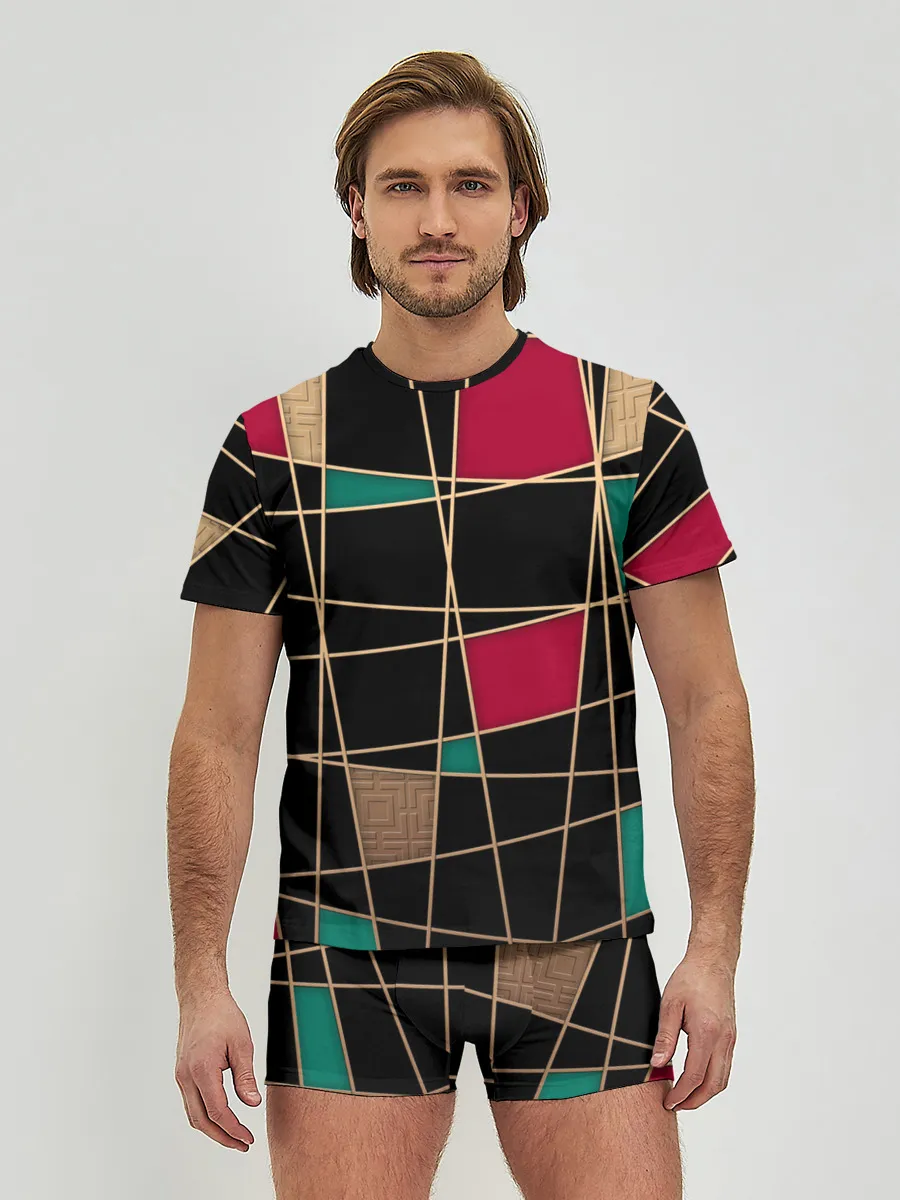 Мужские трусы с футболкой / Модный абстрактный узор