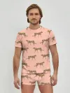 Мужские трусы с футболкой / Гепарды на розовом