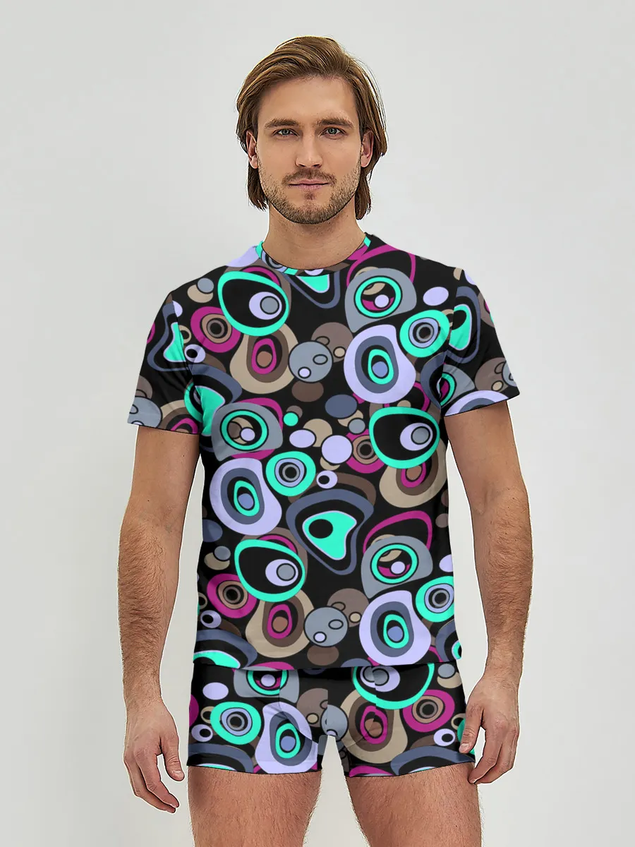 Мужские трусы с футболкой / Абстрактный узор ретро