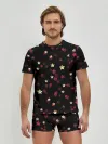 Мужские трусы с футболкой / Блестящие звезды на черном