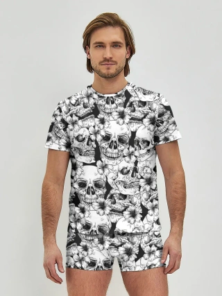 Мужские трусы с футболкой / Черепа