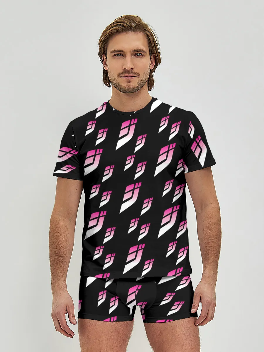 Мужские трусы с футболкой / Джоджо паттерн розовые лого