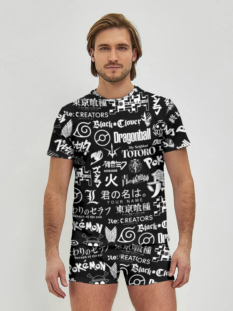 Мужские трусы с футболкой / ЛОГО АНИМЕ МУЛЬТФИЛЬМОВ