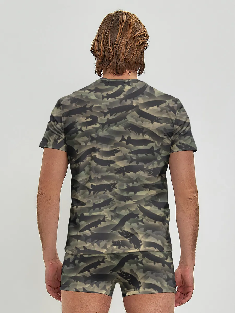 Мужские трусы с футболкой / Камуфляж с щуками