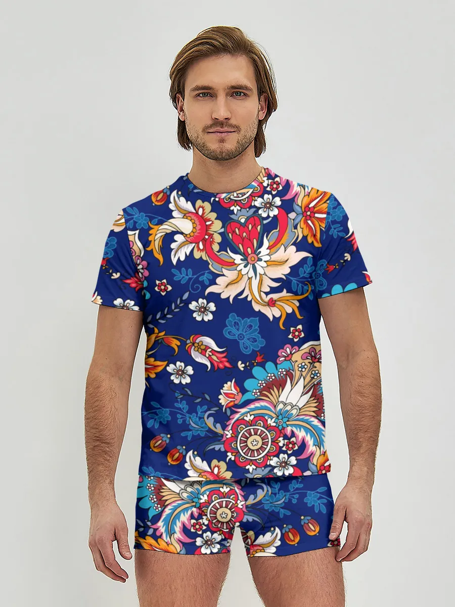 Мужские трусы с футболкой / Экзотический орнамент