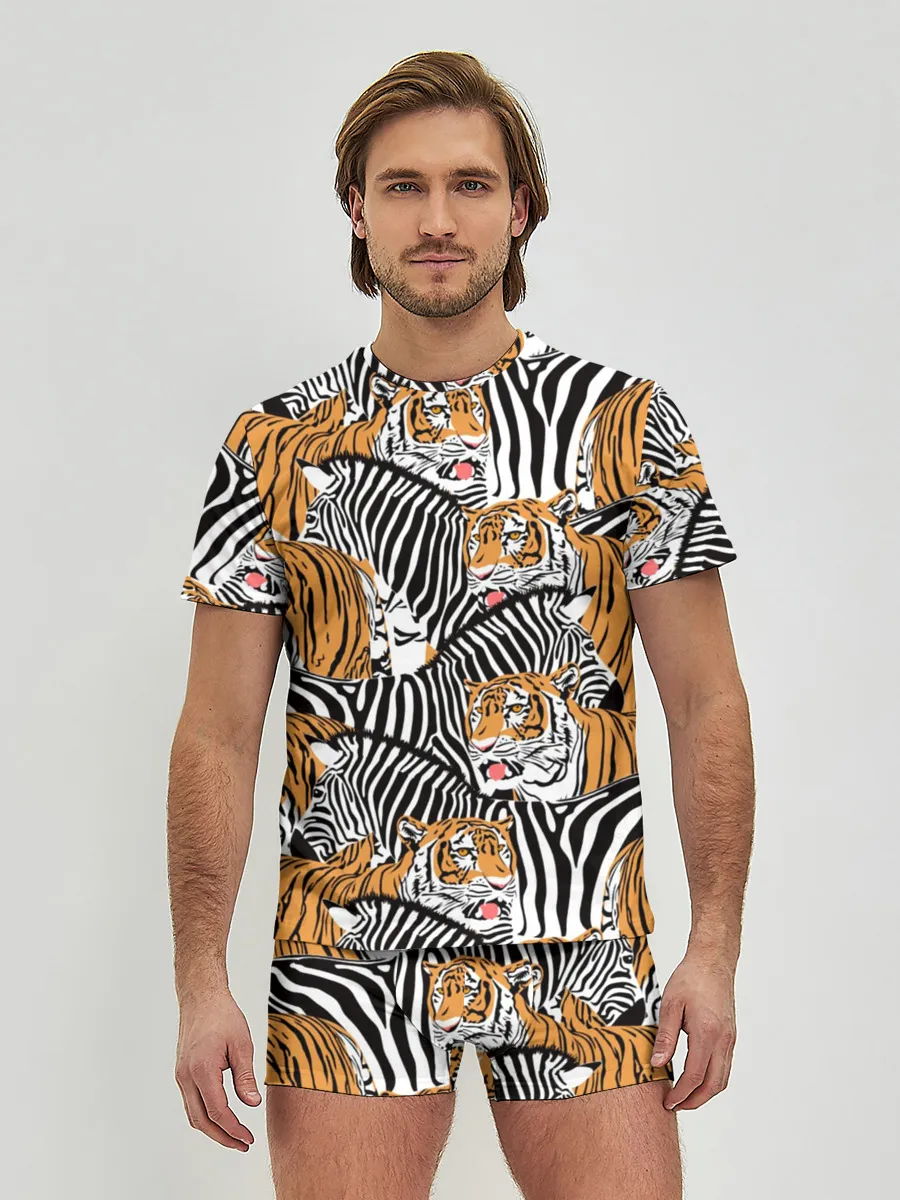 Мужские трусы с футболкой / Тигры и зебры