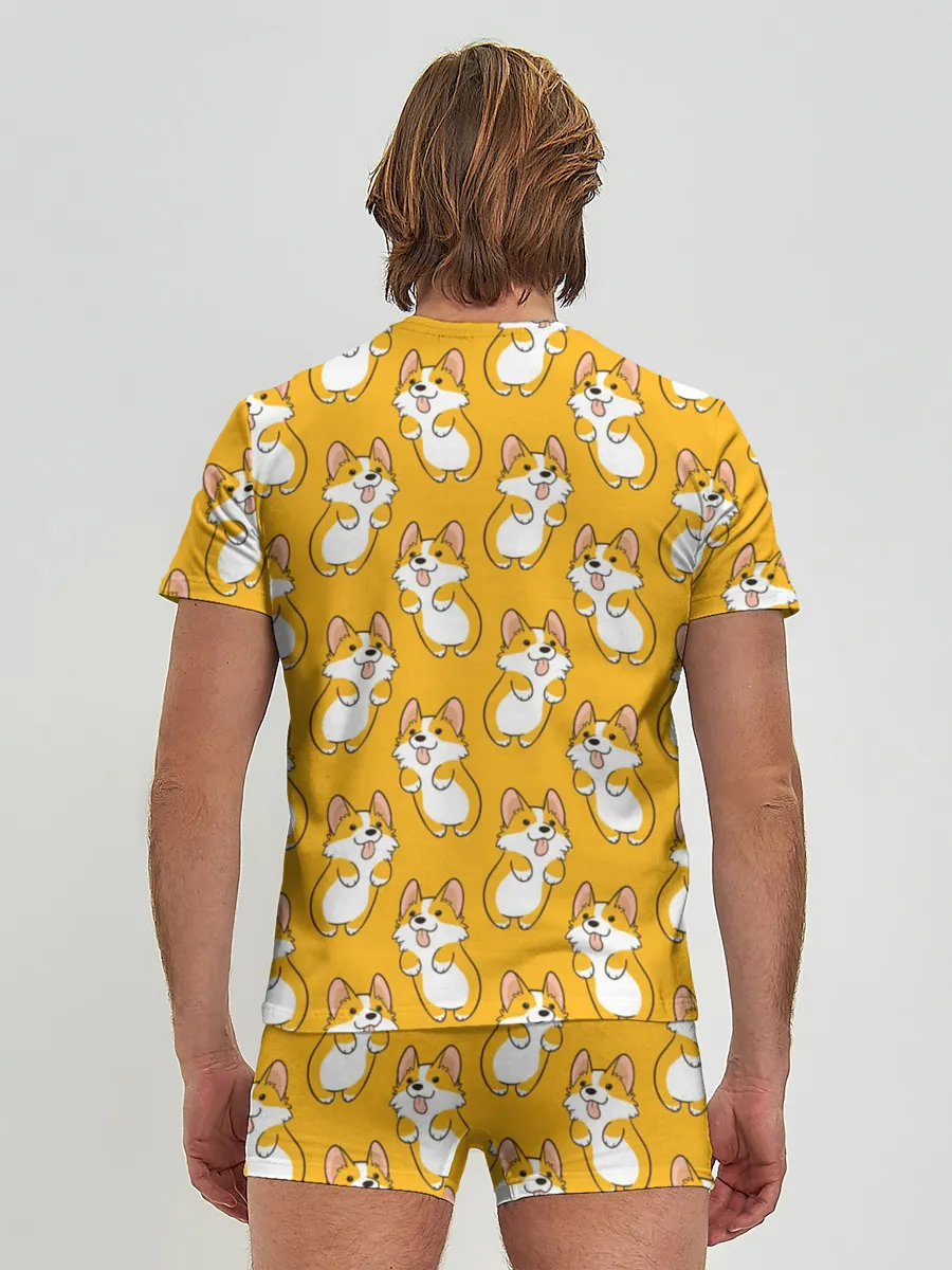 Мужские трусы с футболкой / Корги Паттерн 2