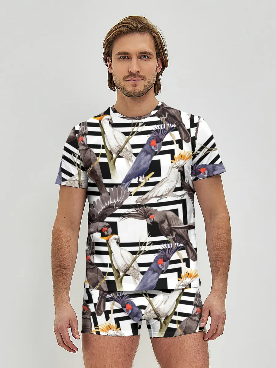 Мужские трусы с футболкой / Попугаи какаду