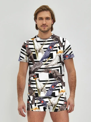 Мужские трусы с футболкой / Попугаи какаду