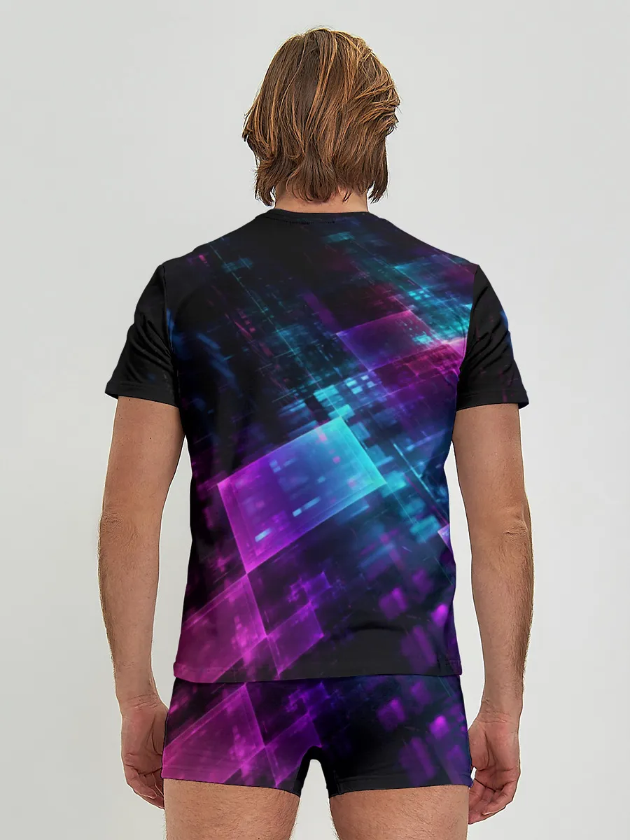 Мужские трусы с футболкой / Неоновая абстракция