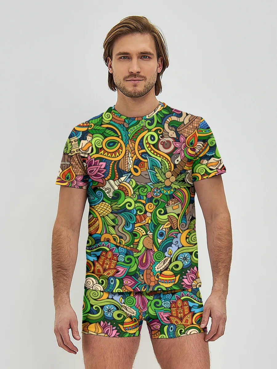 Мужские трусы с футболкой / Тибетский коллаж