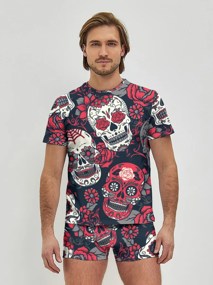 Мужские трусы с футболкой / Мексиканские черепа