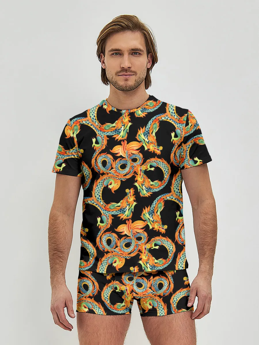 Мужские трусы с футболкой / Драконы