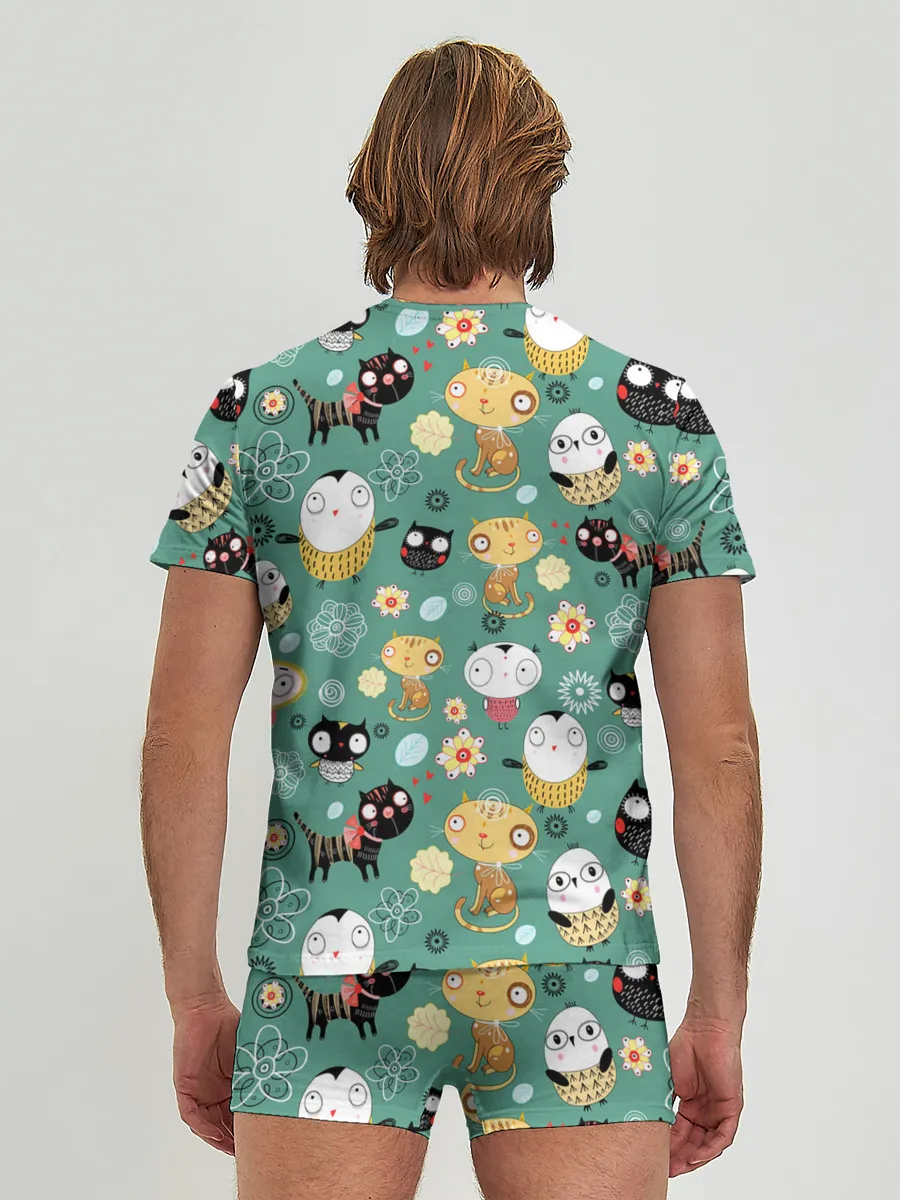 Мужские трусы с футболкой / Совы и котики