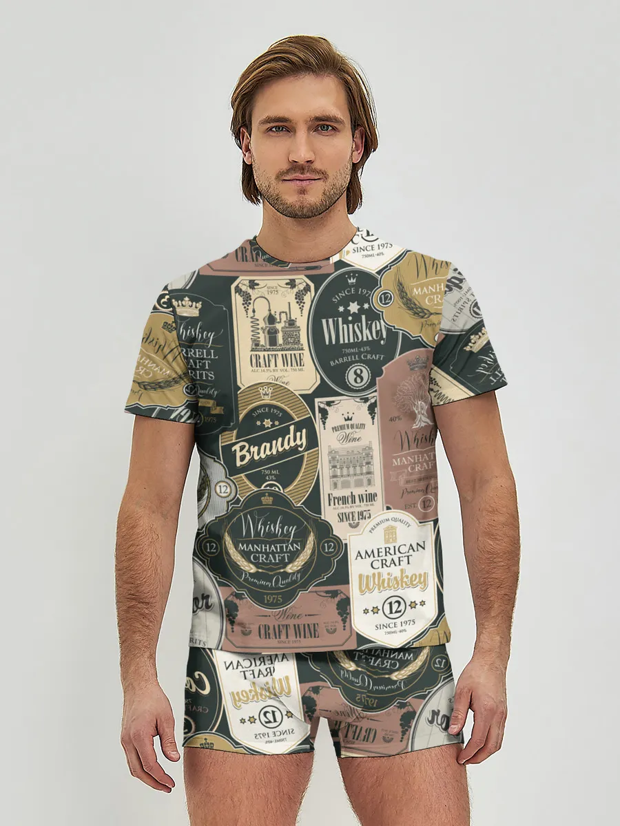 Мужские трусы с футболкой / Этикетки мира Виски