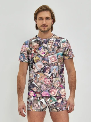 Мужские трусы с футболкой / Ахегао цвет