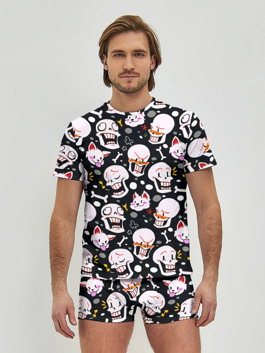 Мужские трусы с футболкой / Черепа и Котики