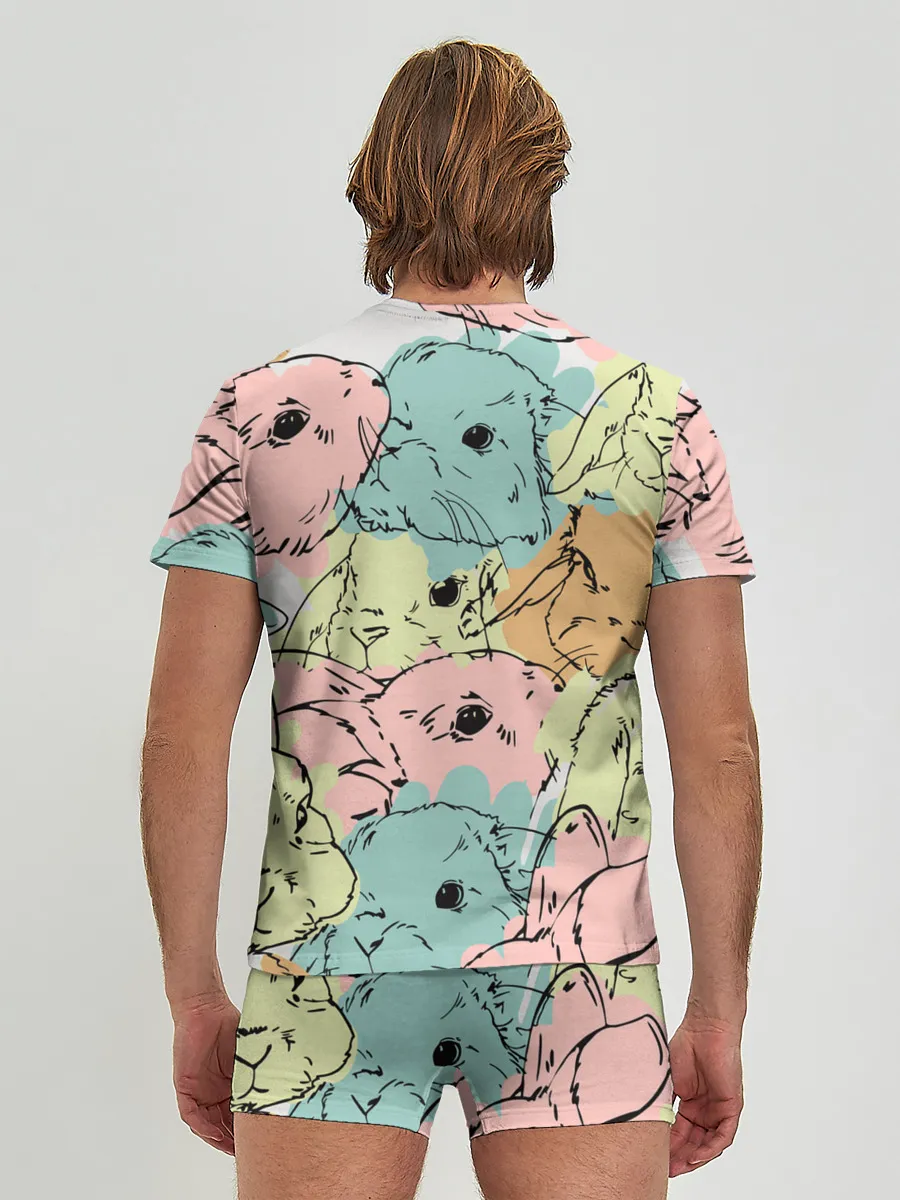 Мужские трусы с футболкой / Акварельные Зайки
