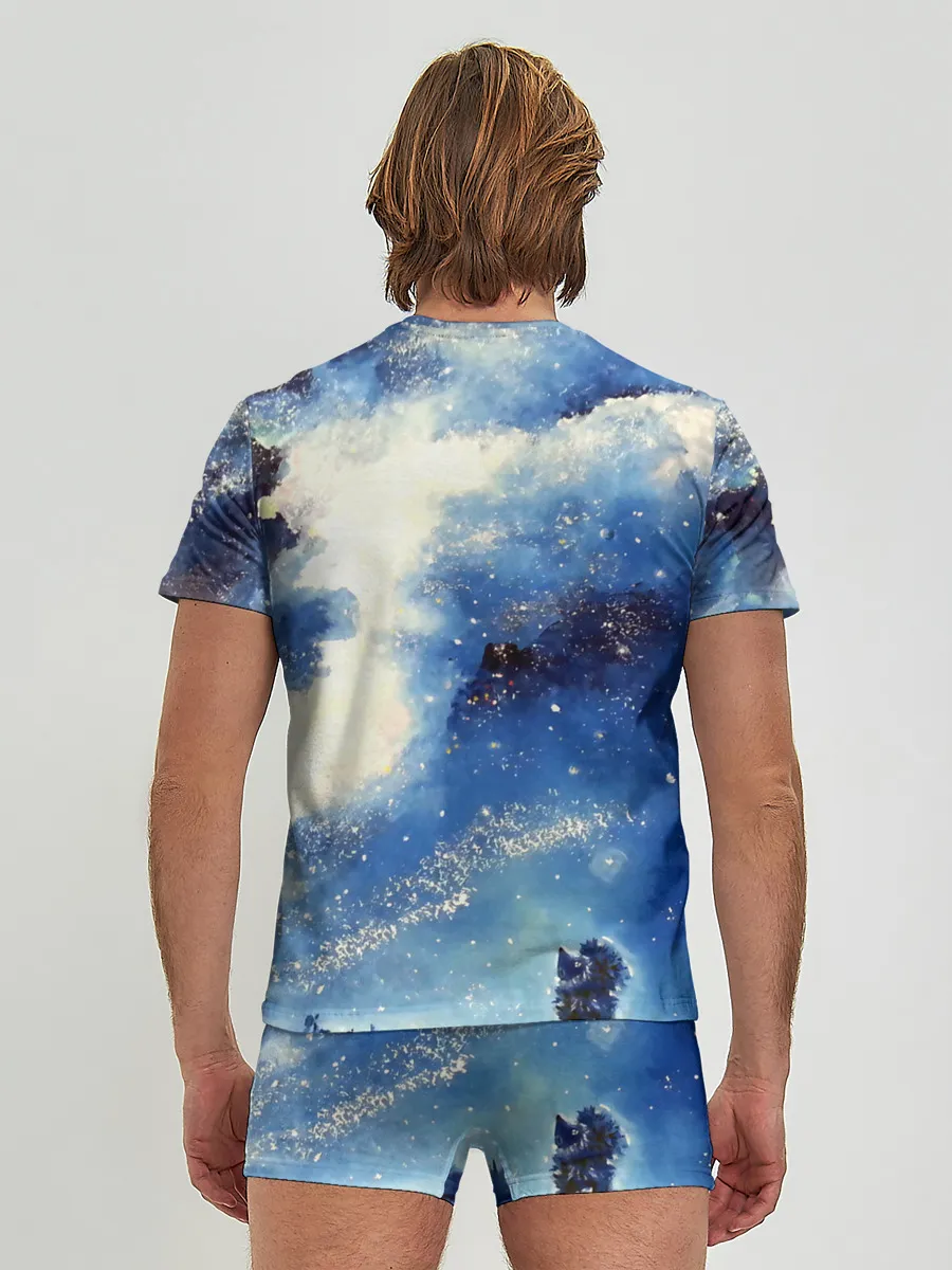 Мужские трусы с футболкой / Ёжик в космосе