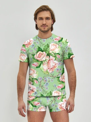 Мужские трусы с футболкой / Розы и васильки