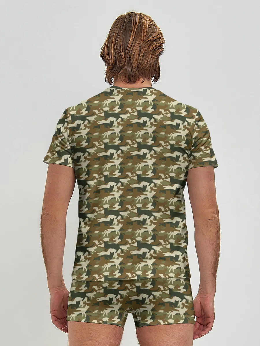 Мужские трусы с футболкой / Камуфляж Коты