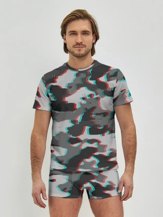 Мужские трусы с футболкой / Серый камуфляж