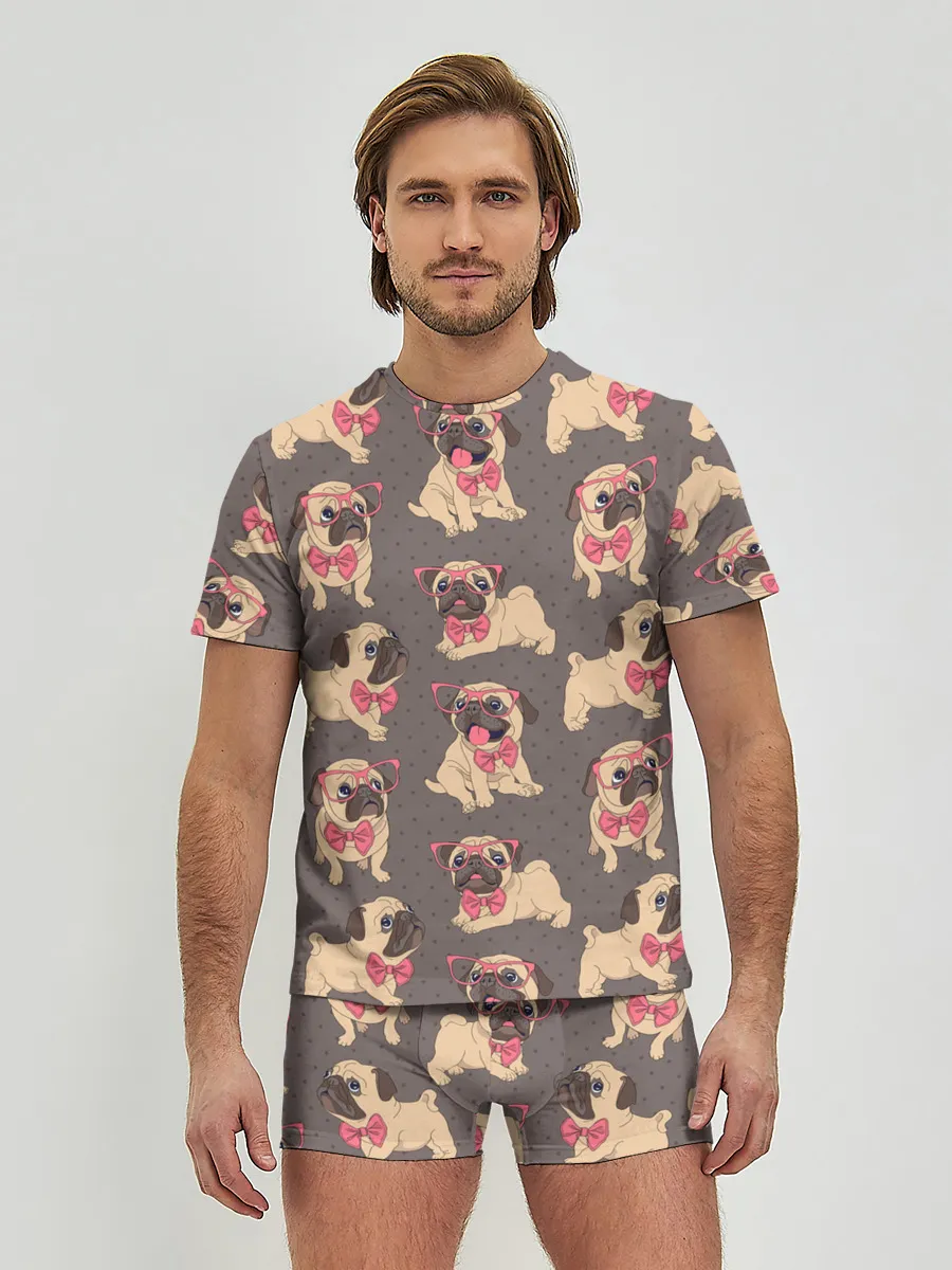 Мужские трусы с футболкой / Мопсы