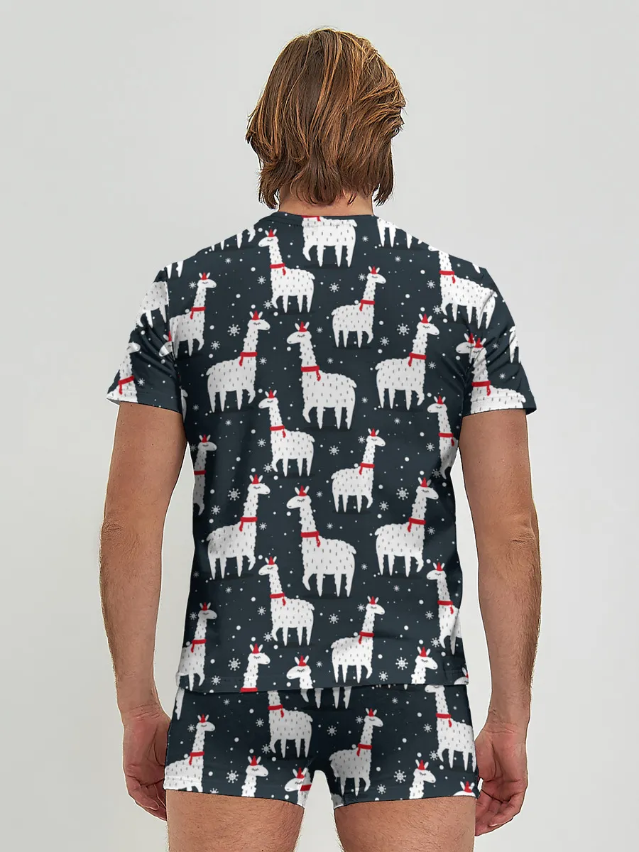 Мужские трусы с футболкой / Новогодние ламы