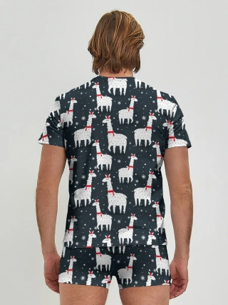 Мужские трусы с футболкой / Новогодние ламы