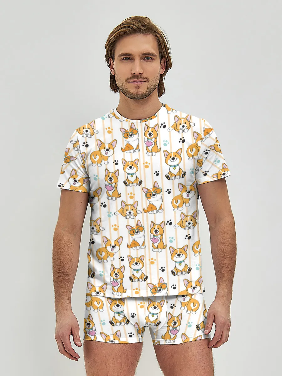 Мужские трусы с футболкой / Вельш корги пемброк