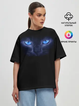 Женская футболка оверсайз / Кошка с голубыми глазами