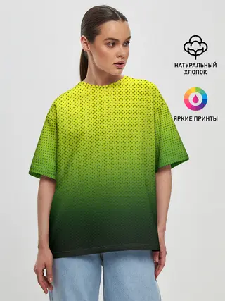 Женская футболка оверсайз / Зелёная текстура