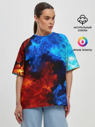 Женская футболка оверсайз / Битва огней