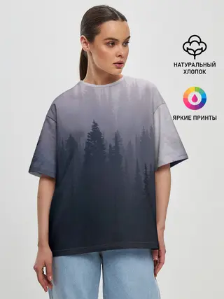 Женская футболка оверсайз / Лесок