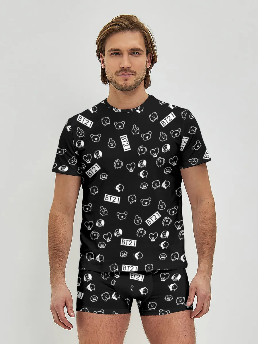 Мужские трусы с футболкой / BTS BT21 STICKERS