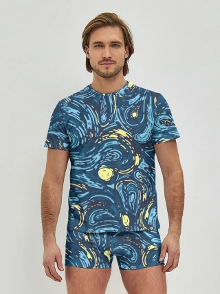 Мужские трусы с футболкой / Ван Гог. Звездная Ночь