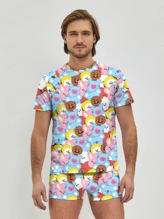 Мужские трусы с футболкой / BTS BT21 STICKERS