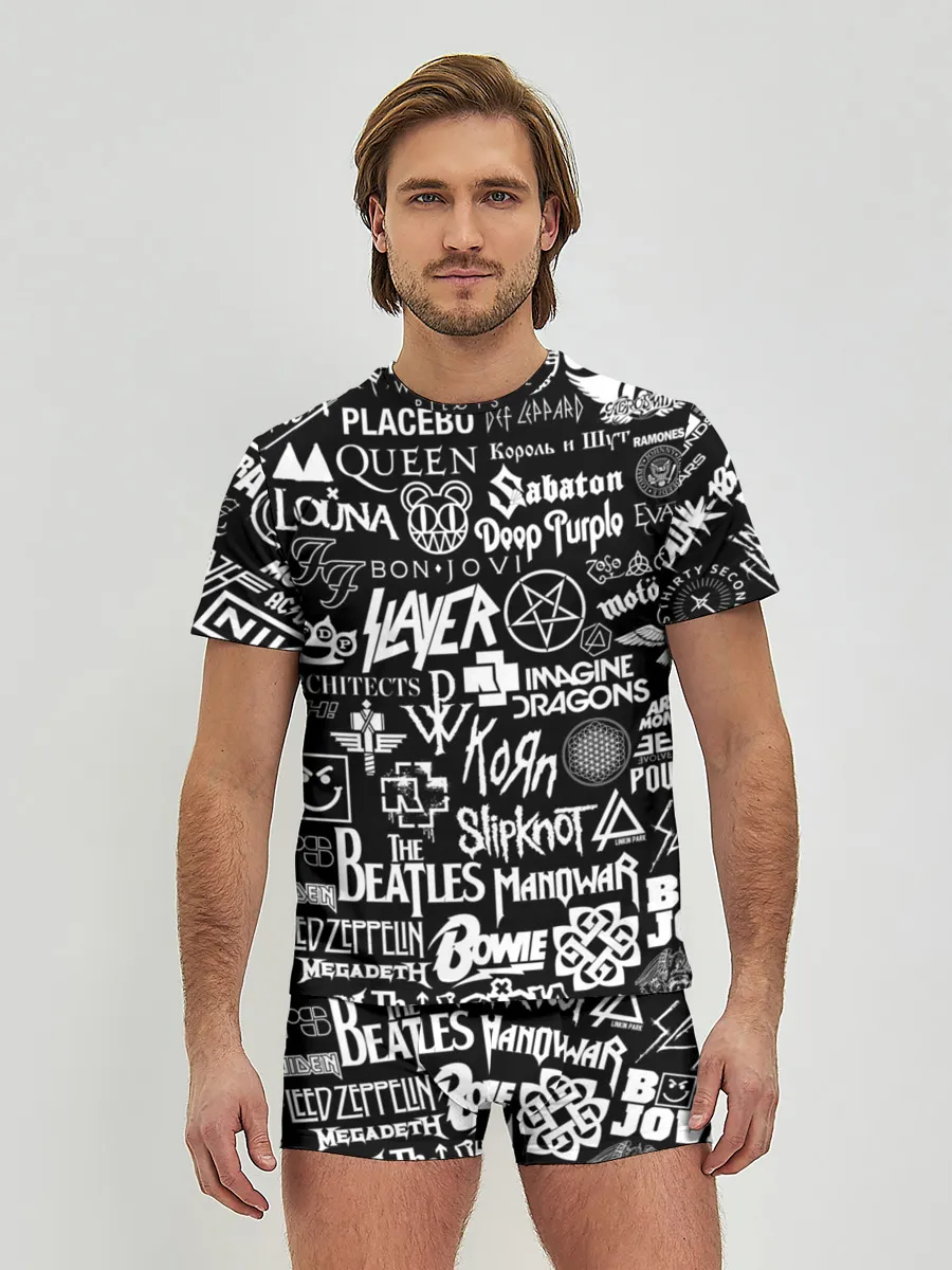 Мужские трусы с футболкой / ЛОГОТИПЫ РОК ГРУПП | ROCK