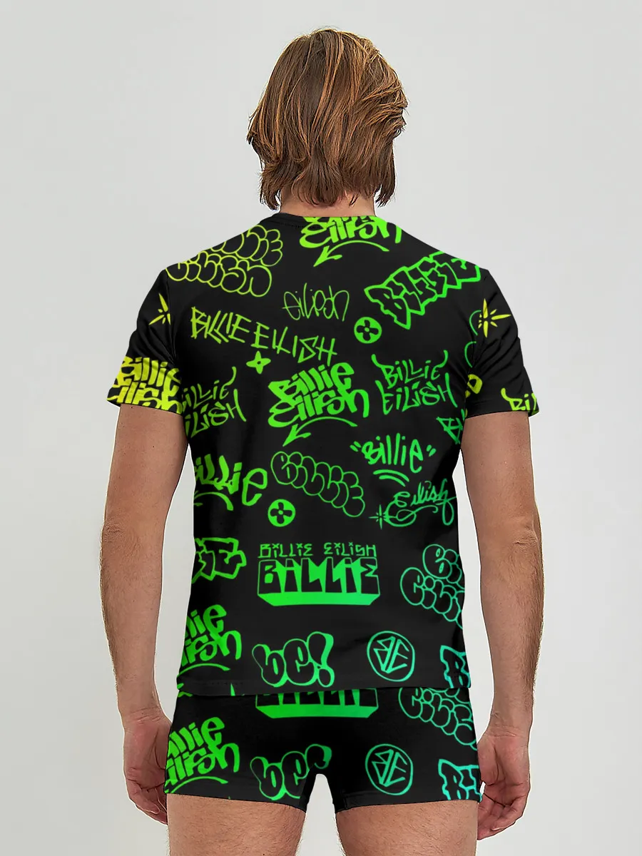 Мужские трусы с футболкой / Billie Eilish Graffiti gradien