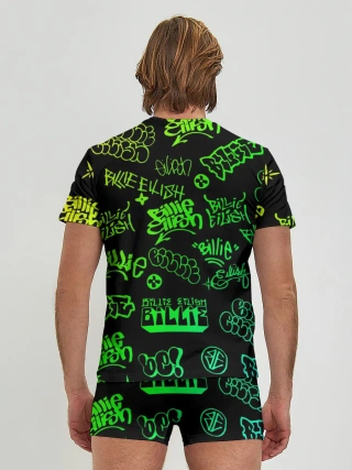 Мужские трусы с футболкой / Billie Eilish Graffiti gradien