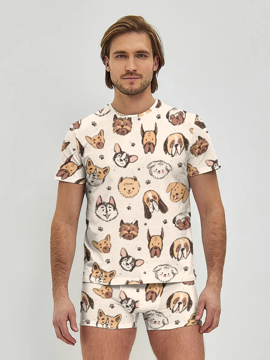 Мужские трусы с футболкой / Хипстерские собачки