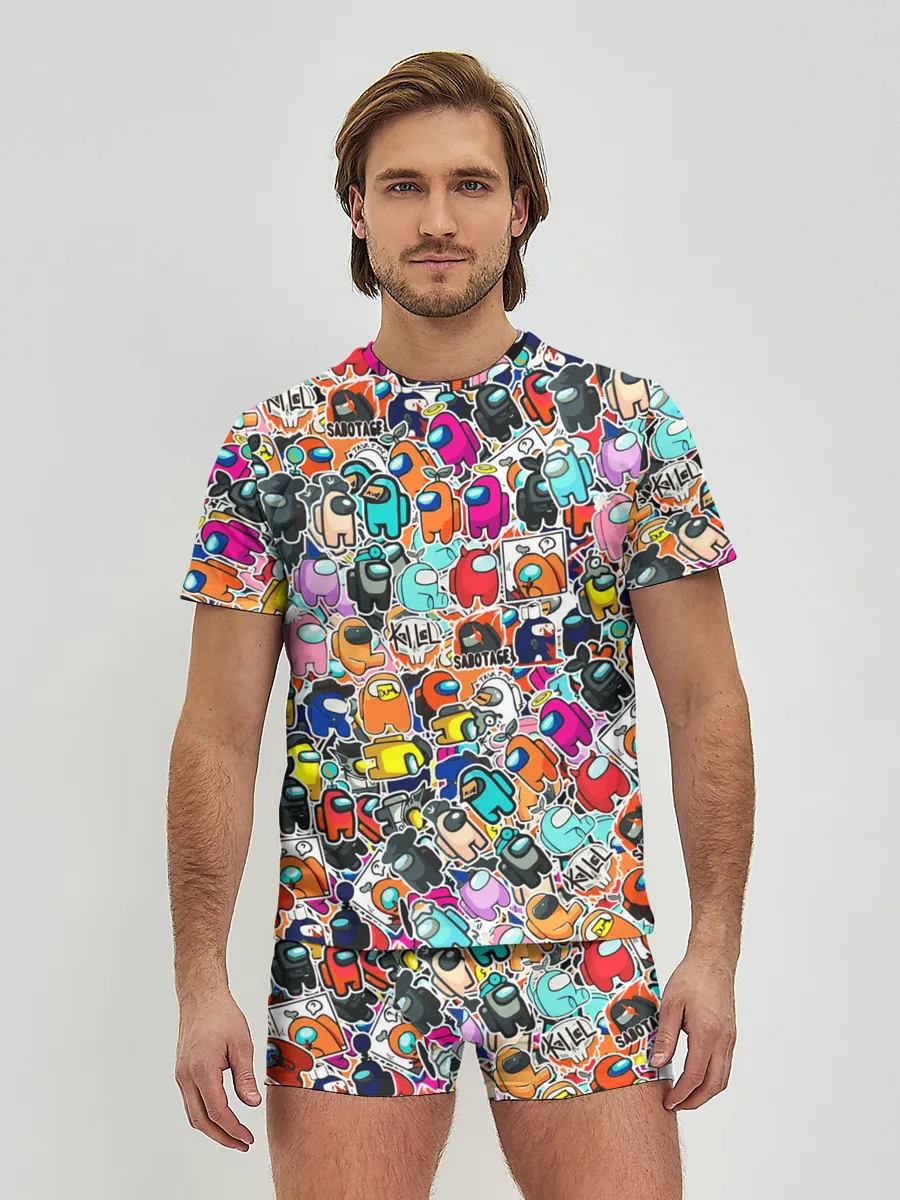 Мужские трусы с футболкой / Among Us sticker bombing