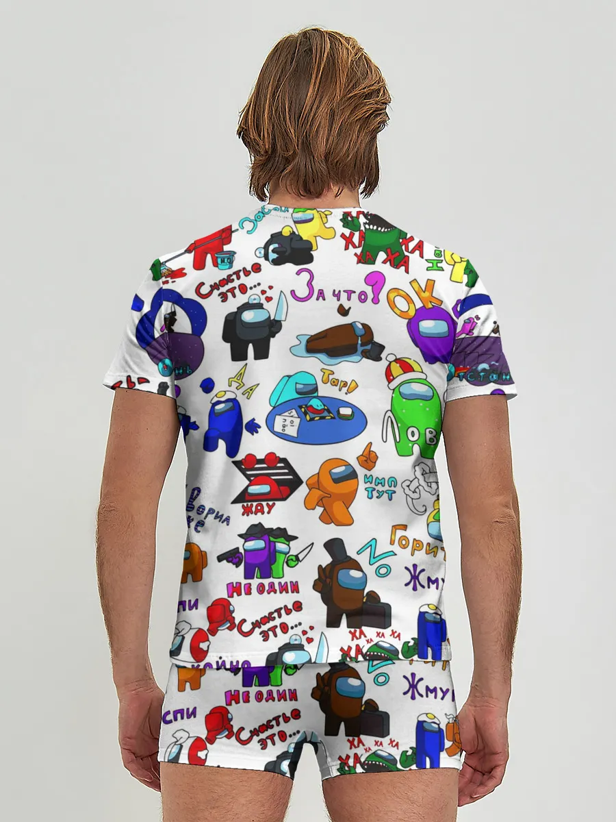 Мужские трусы с футболкой / AMONG US STICKERBOMBING