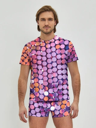 Мужские трусы с футболкой / Вечеринка точки глянцевый узор