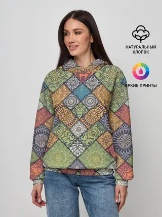 Женское худи / Мандалы лоскутный печворк