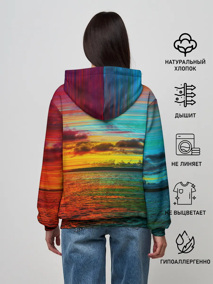 Женское худи / Glitch Sunset