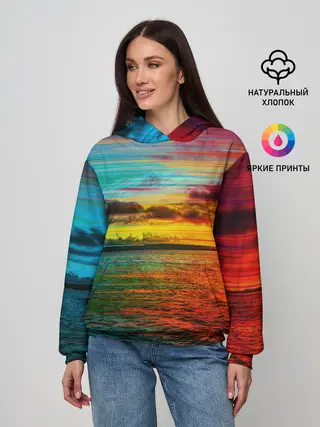 Женское худи / Glitch Sunset