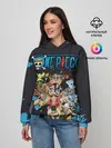 Женское худи / One Piece синий всплеск