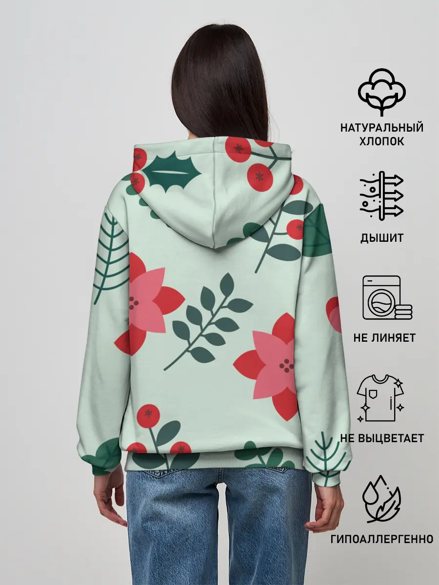 Женское худи / цветы, ягоды, листья