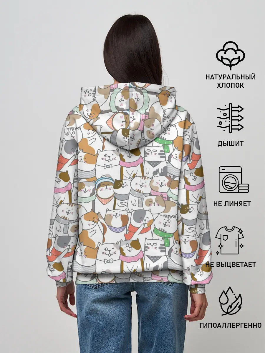 Женское худи / Большая семья котиков